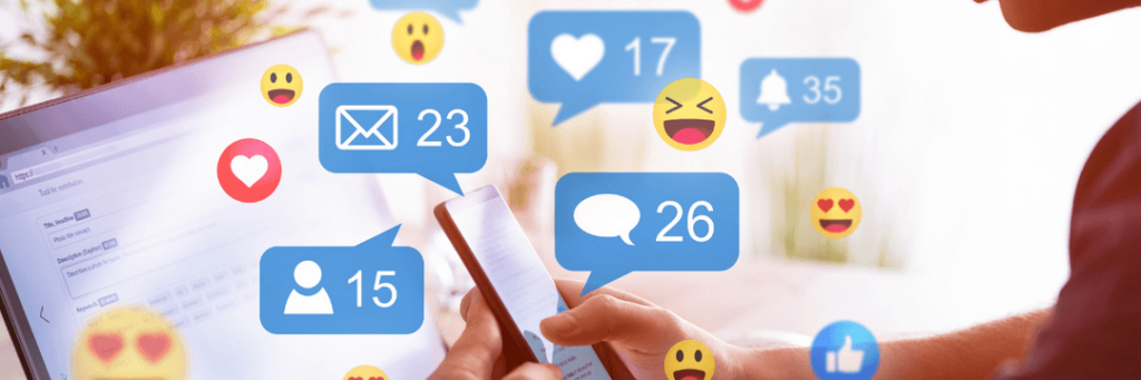 image of person using their phone for social media