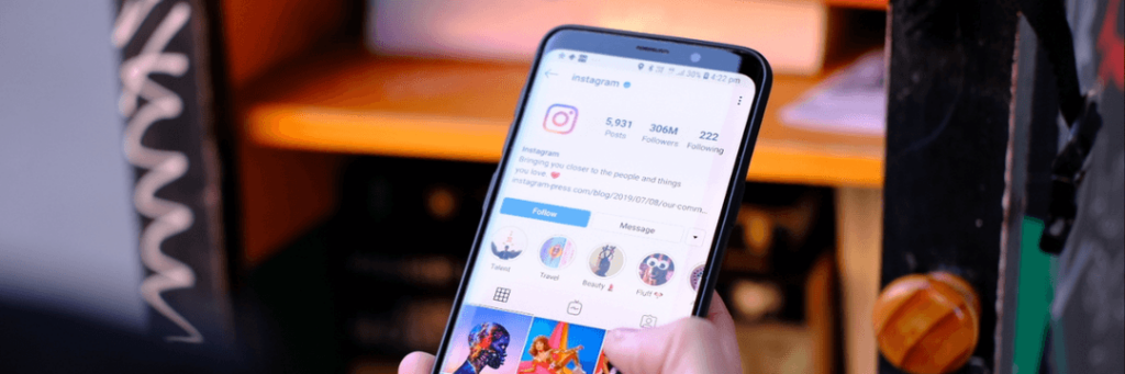 photo of a cell phone with instagram pulled up